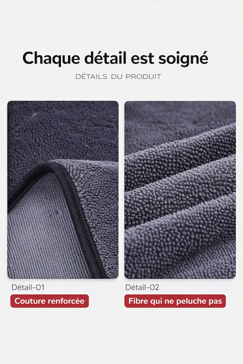 Lot de 3 Chiffons Microfibre Voiture 600 GSM – 40x40 cm