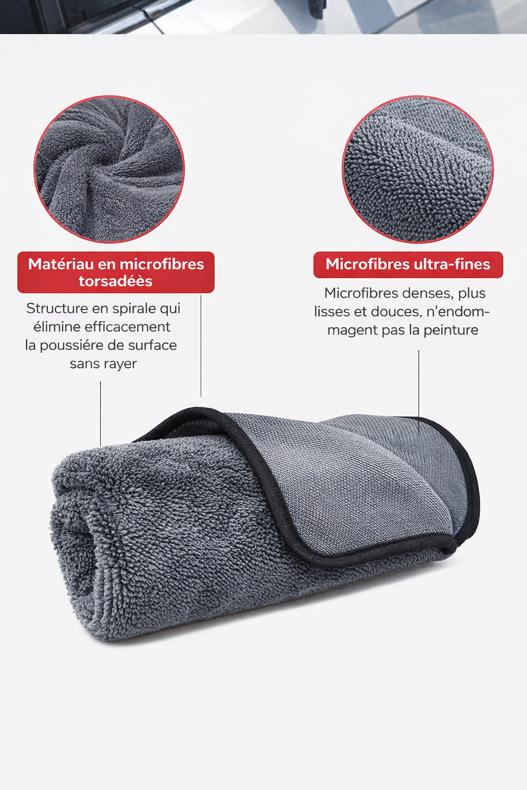 Lot de 3 Chiffons Microfibre Voiture 600 GSM – 40x40 cm