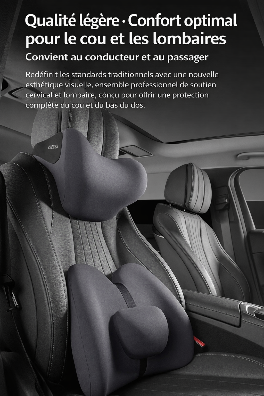 Pack coussin nuque et support lombaire auto | ROYAL STEEL